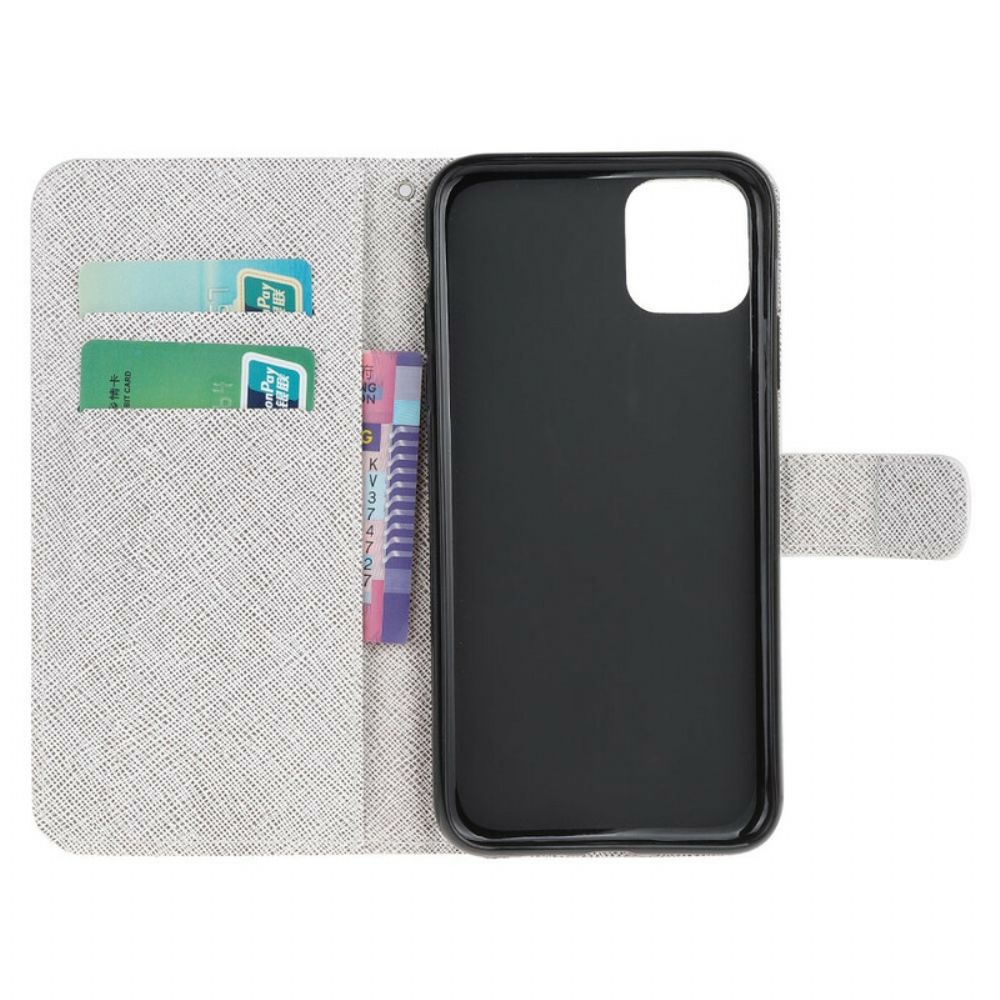 Flip Case Für iPhone 13 Mini Mit Kordel Schmetterlinge Mit Diamantband