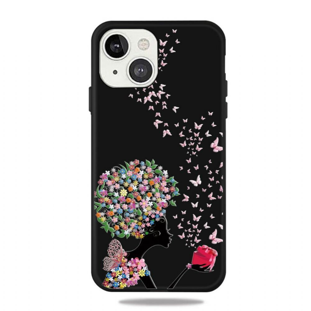 Handyhülle Für iPhone 13 Mini Frau Mit Blumenkopf