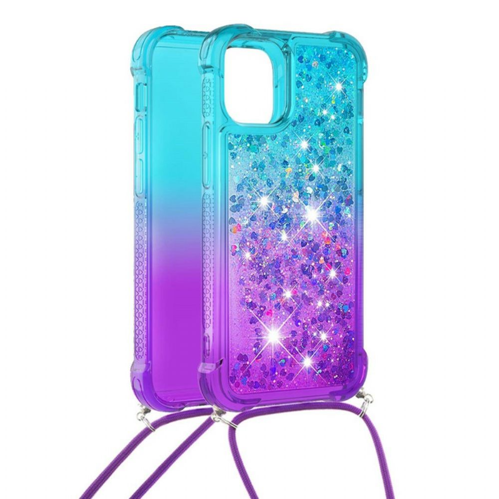 Handyhülle Für iPhone 13 Mini Silikon Glitter Und Kordel