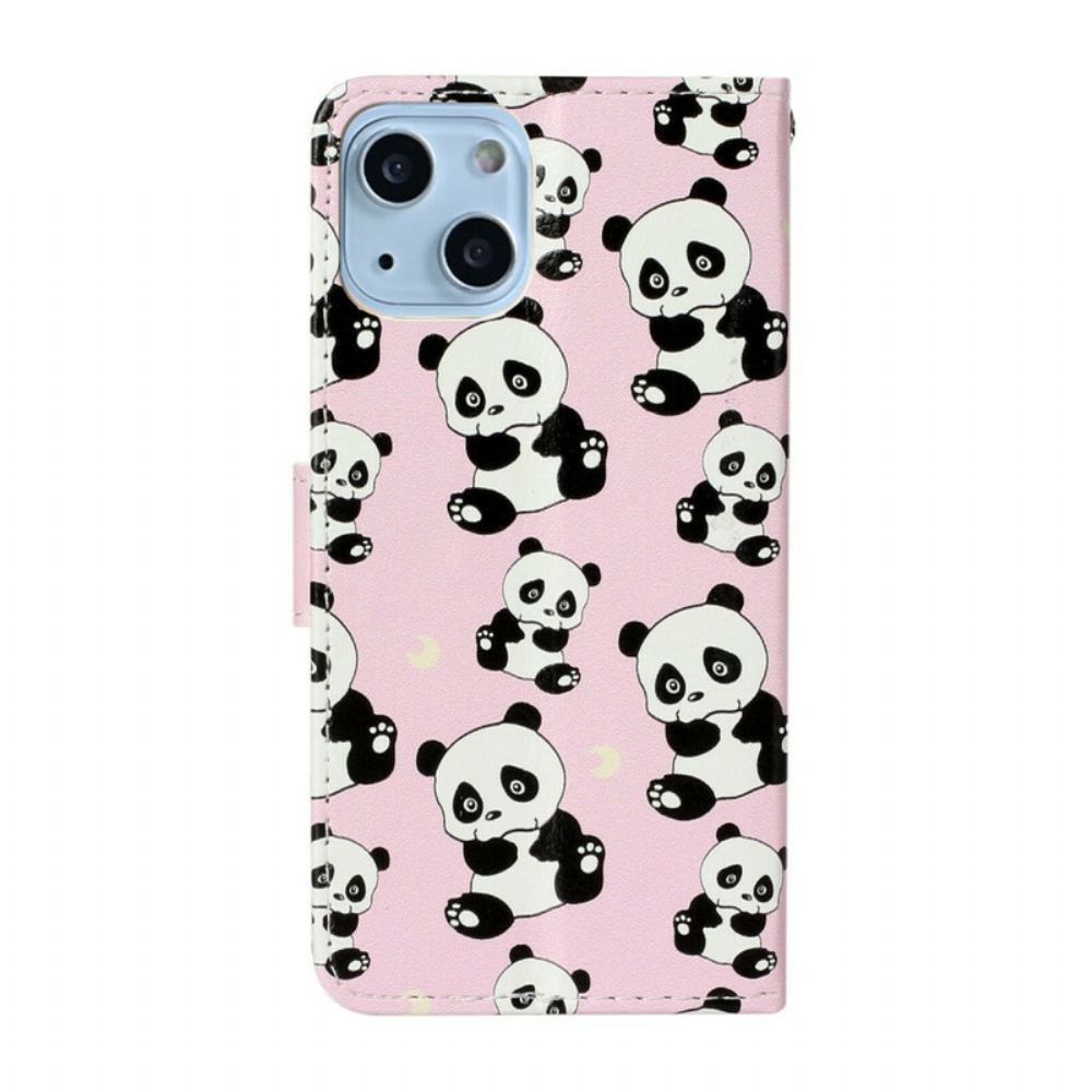 Lederhüllen Für iPhone 13 Mini Mehrere Pandas