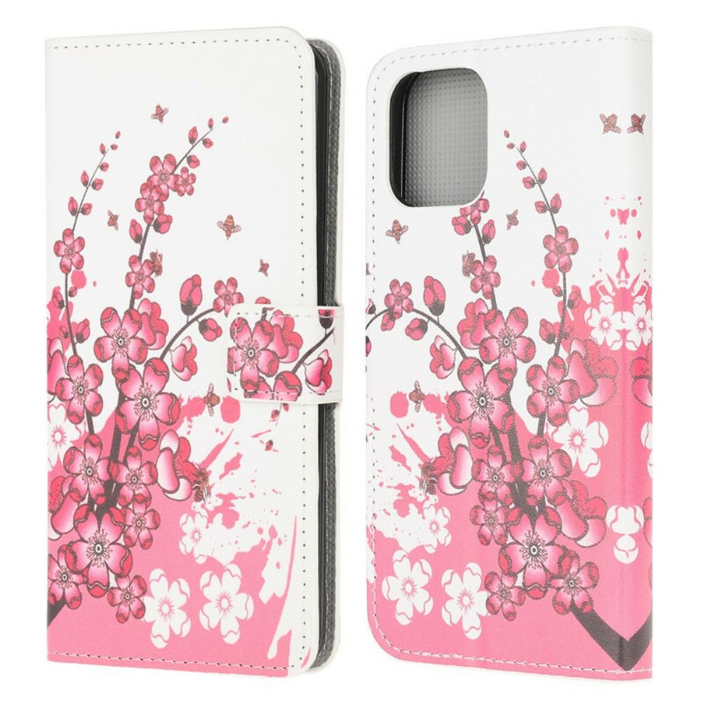 Lederhüllen Für iPhone 13 Mini Tropische Blumen