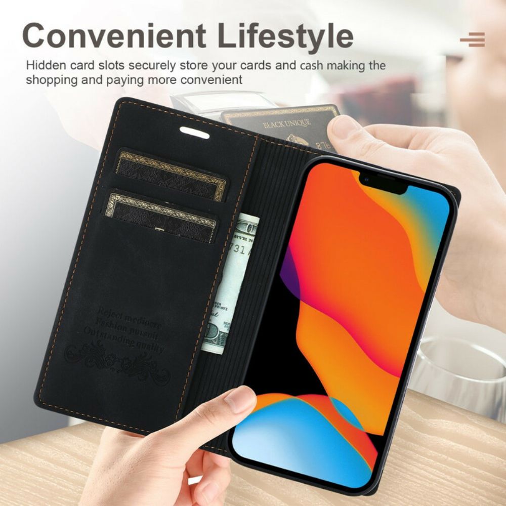 Schutzhülle Für iPhone 13 Mini Flip Case Magnetverschluss Aus Leder Im Couture-stil