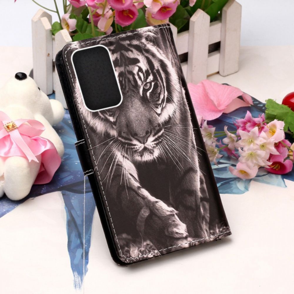 Flip Case Für Samsung Galaxy A33 5G Mit Kordel Angeschnallter Nachttiger