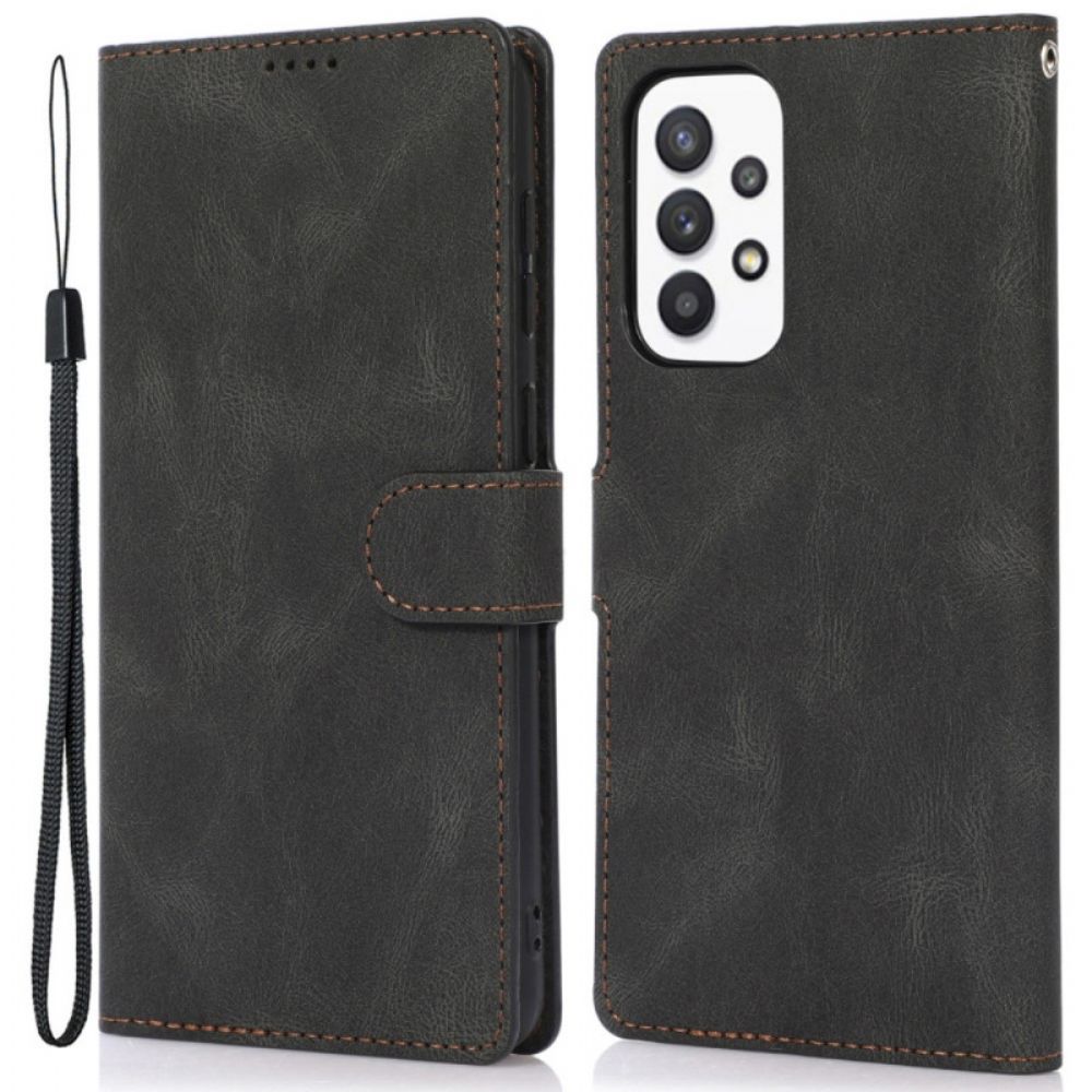 Flip Case Für Samsung Galaxy A33 5G Mit Kordel Lederriemen Im Vintage-stil