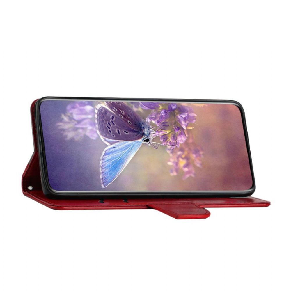 Flip Case Für Samsung Galaxy A33 5G Mit Kordel Zweifarbiger Schmetterling Mit Riemen