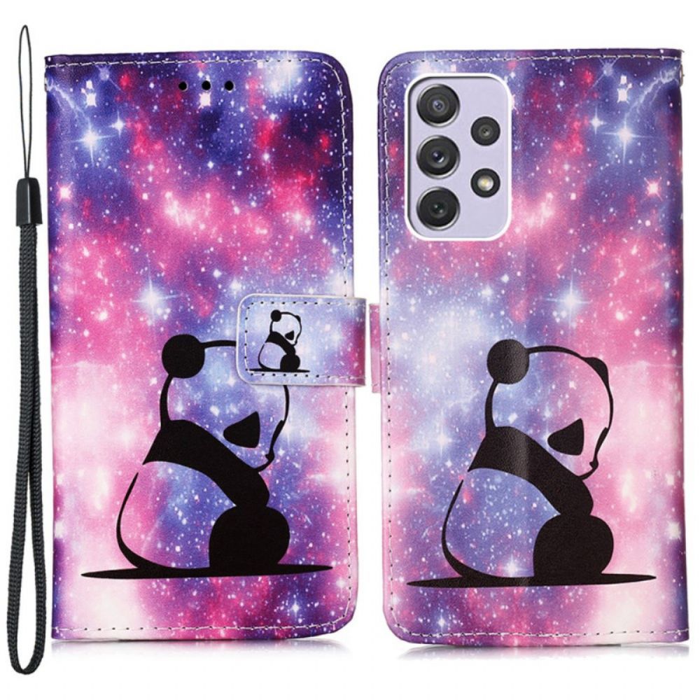 Flip Case Für Samsung Galaxy A33 5G Panda-galaxie