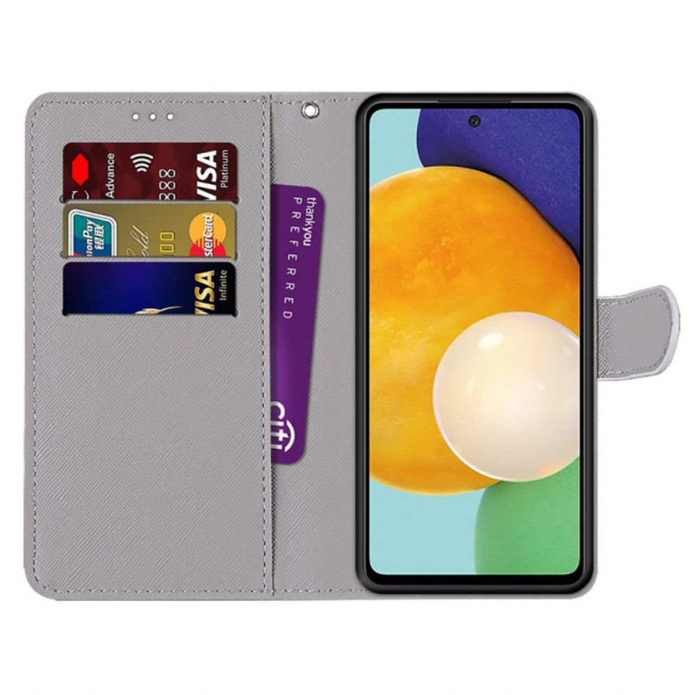 Flip Case Für Samsung Galaxy A33 5G Roter Schmetterling Auf Blauem Hintergrund