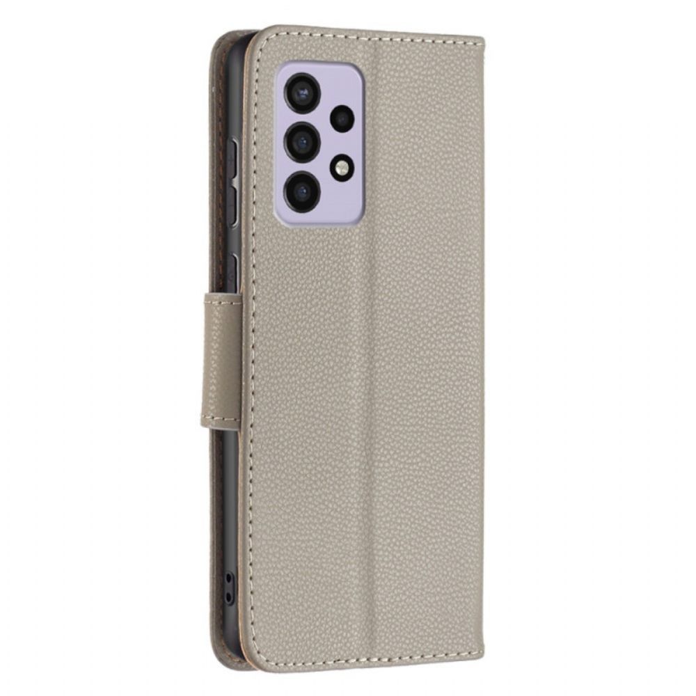 Flip Case Für Samsung Galaxy A33 5G Schrägverschluss Aus Litschi