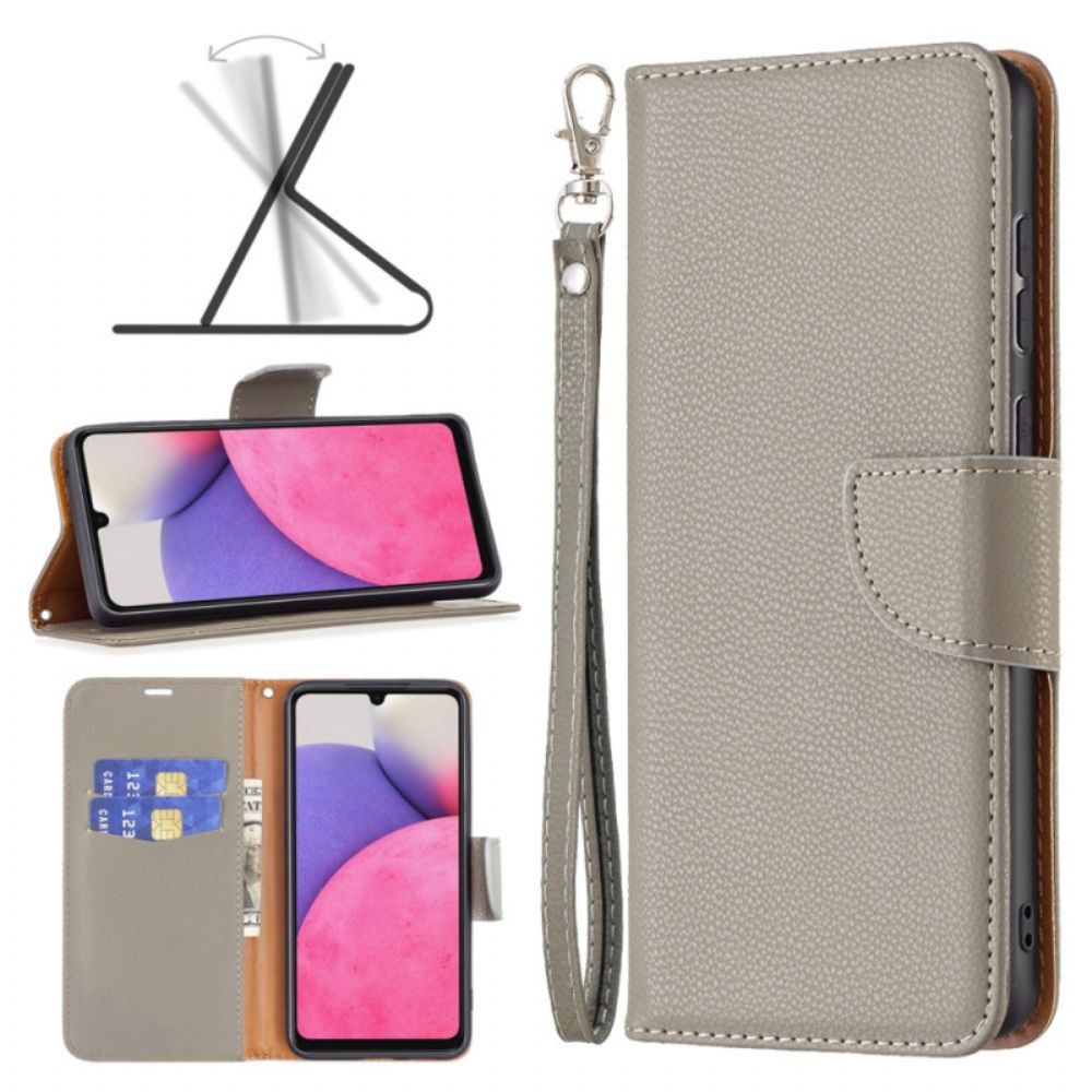 Flip Case Für Samsung Galaxy A33 5G Schrägverschluss Aus Litschi