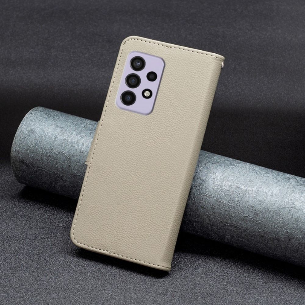 Flip Case Für Samsung Galaxy A33 5G Schrägverschluss Aus Litschi