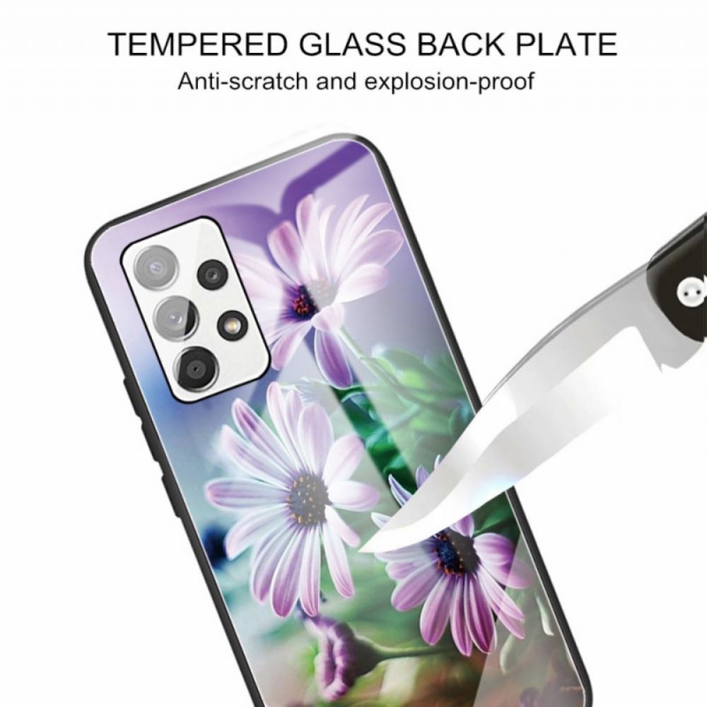 Hülle Für Samsung Galaxy A33 5G Blumen Aus Gehärtetem Glas