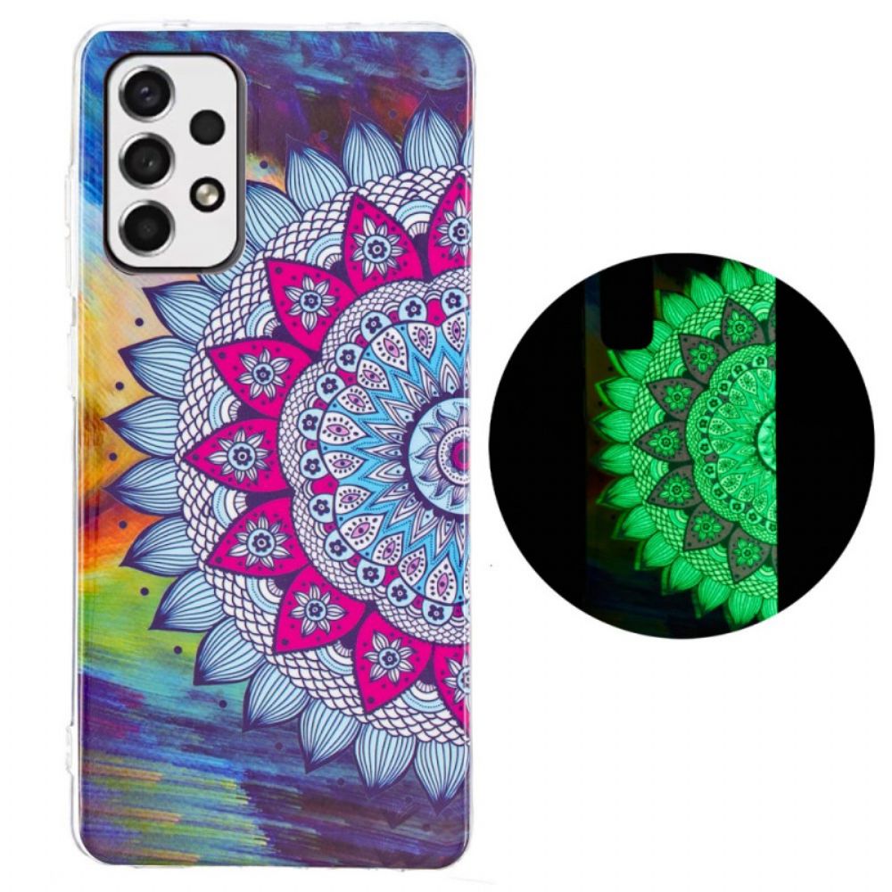 Hülle Für Samsung Galaxy A33 5G Fluoreszierendes Buntes Mandala