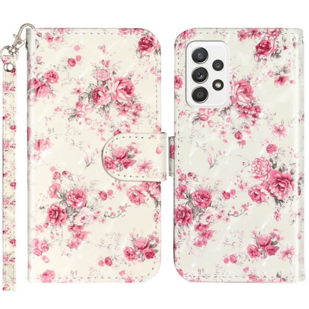 Lederhüllen Für Samsung Galaxy A33 5G Mit Kordel Liberty Strap Blumen