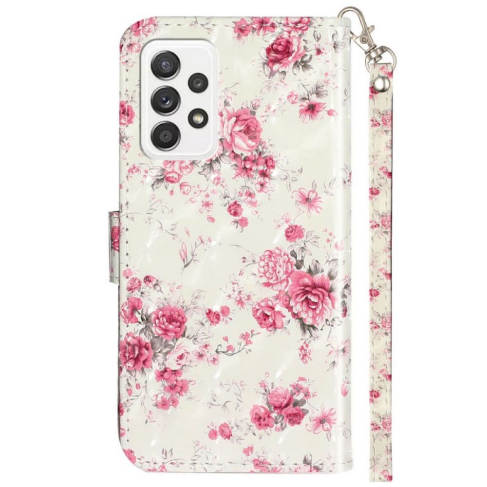 Lederhüllen Für Samsung Galaxy A33 5G Mit Kordel Liberty Strap Blumen