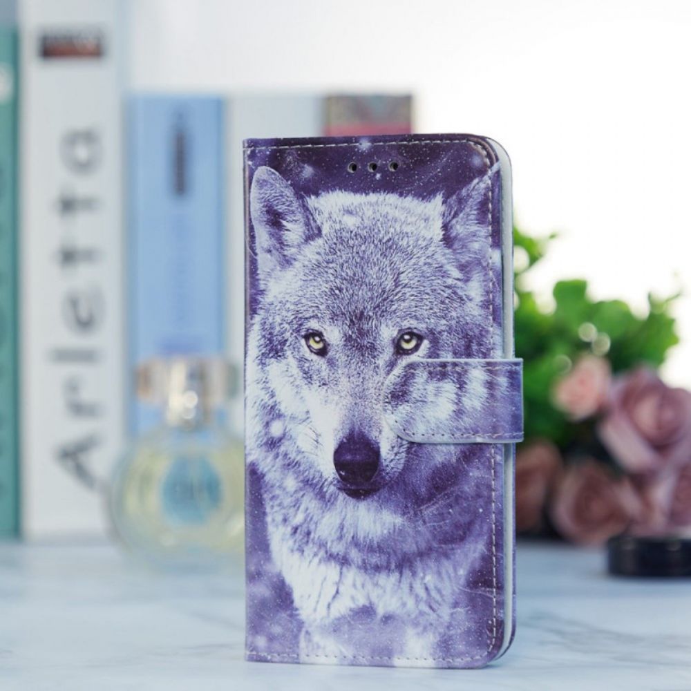 Lederhüllen Für Samsung Galaxy A33 5G Schöner Wolf Mit Lanyard