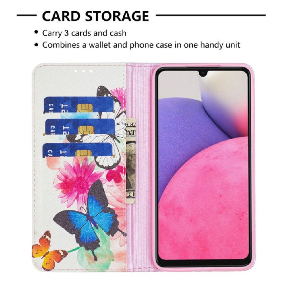 Schutzhülle Für Samsung Galaxy A33 5G Flip Case Bunte Schmetterlinge