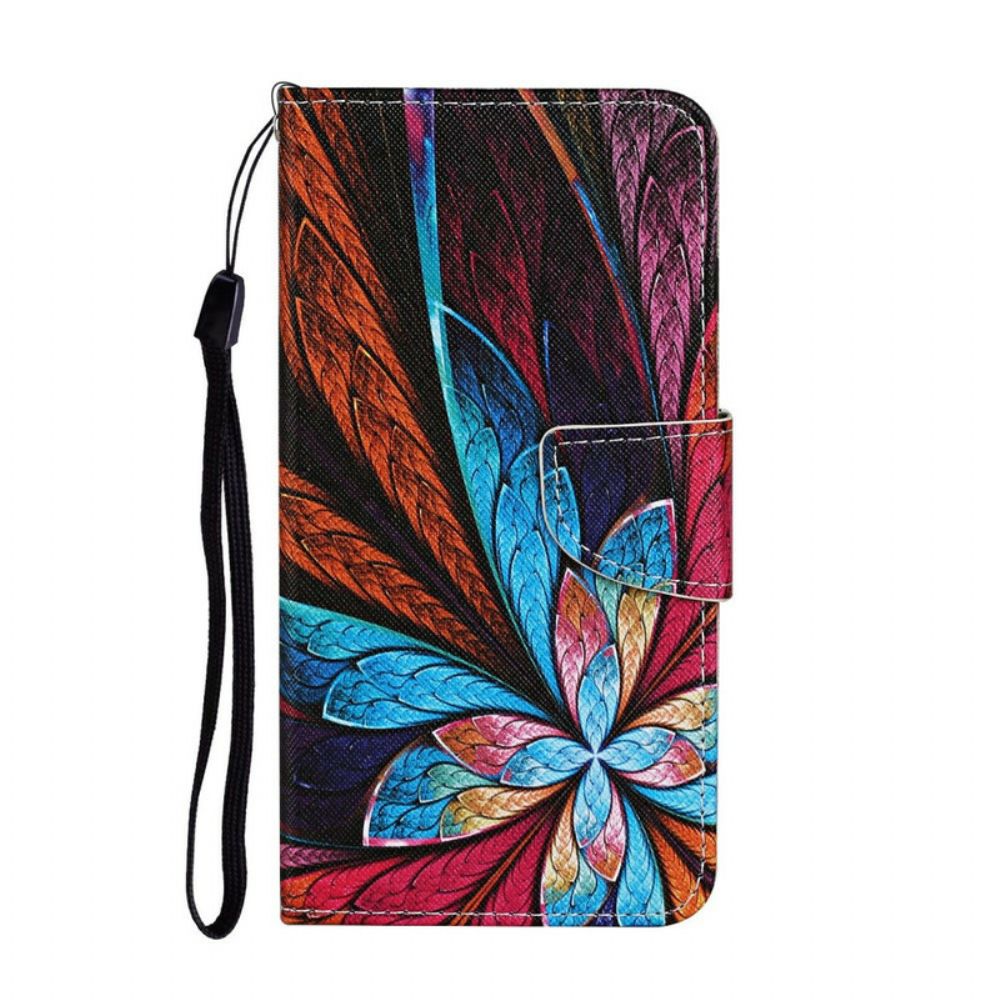 Flip Case Für Samsung Galaxy S20 Ultra Bunte Blätter Mit Lanyard