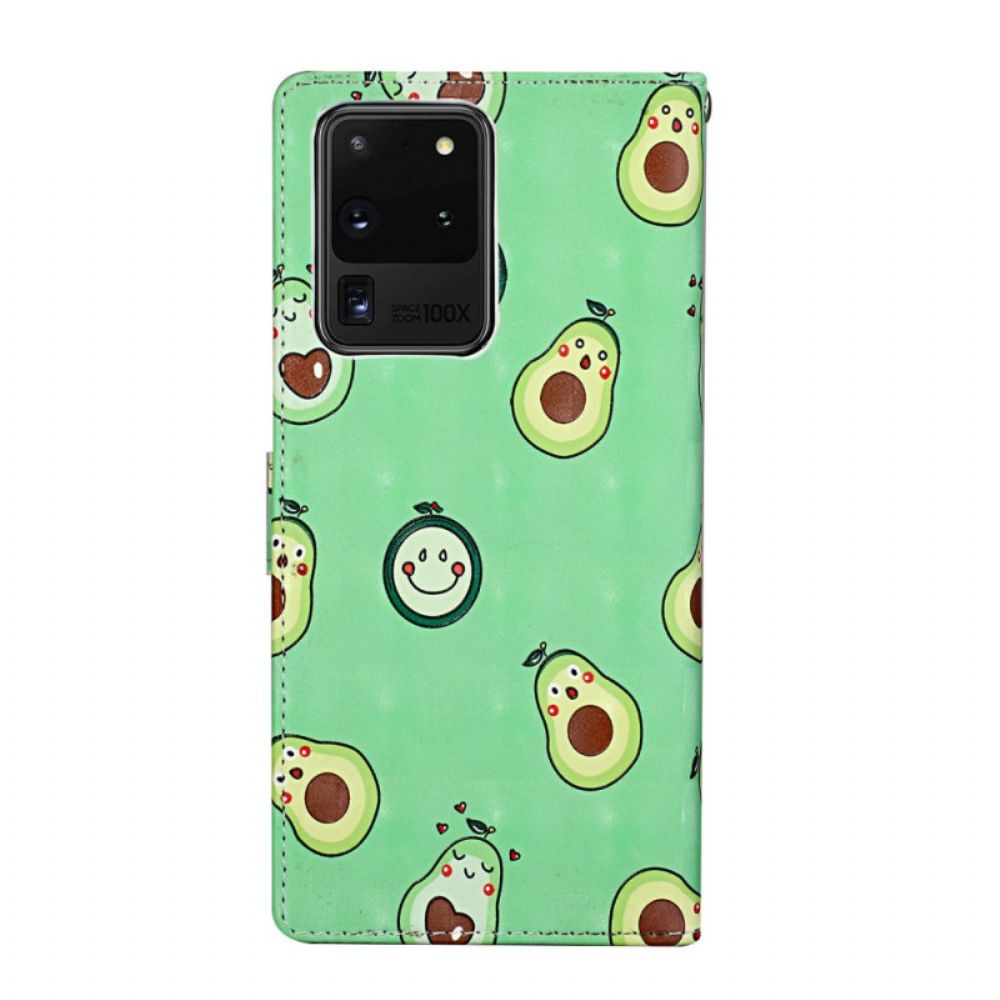 Flip Case Für Samsung Galaxy S20 Ultra Mit Kordel Avocado Verstellbarer Riemen