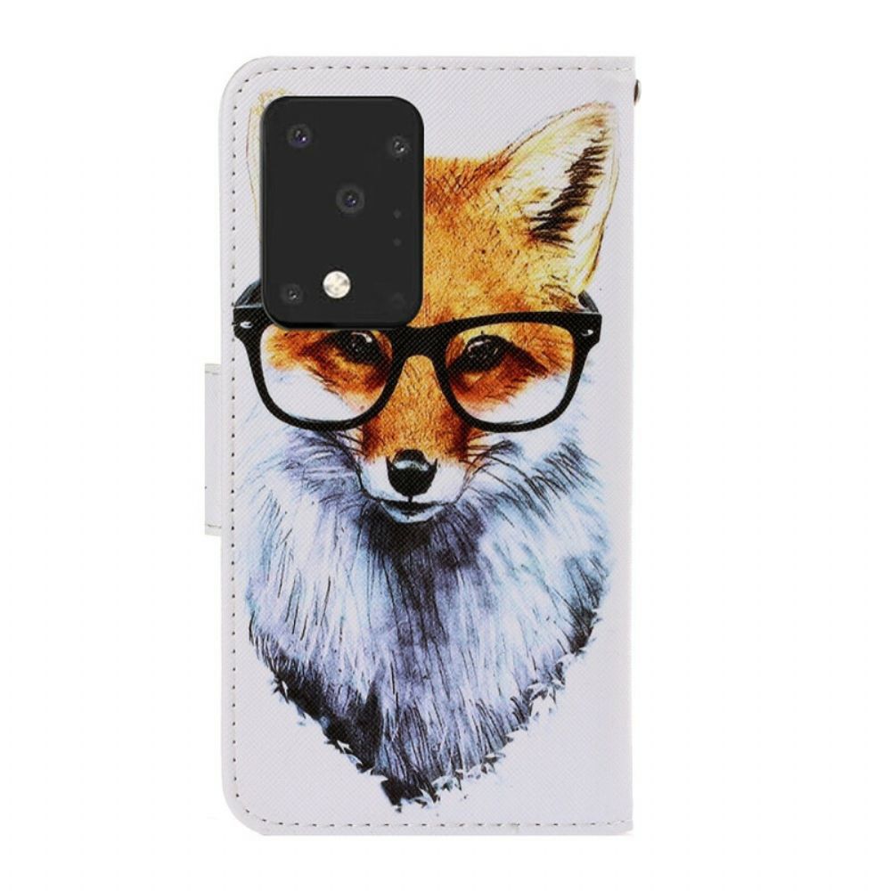 Flip Case Für Samsung Galaxy S20 Ultra Mit Kordel Smart Fuchs Mit Riemen