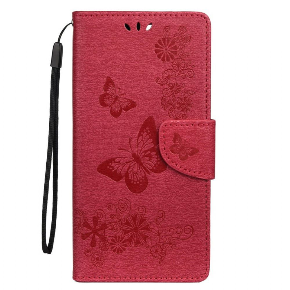 Flip Case Für Samsung Galaxy S20 Ultra Nur Schmetterlinge Mit Lanyard