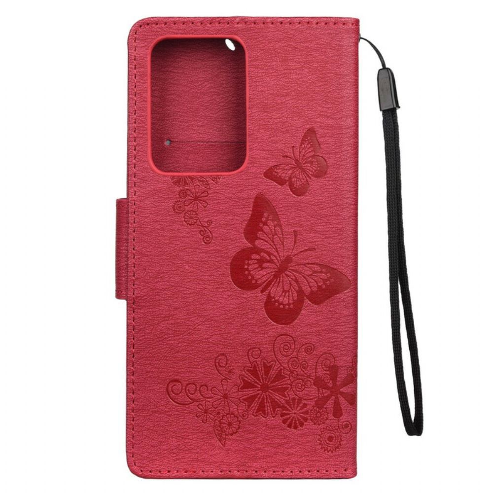 Flip Case Für Samsung Galaxy S20 Ultra Nur Schmetterlinge Mit Lanyard