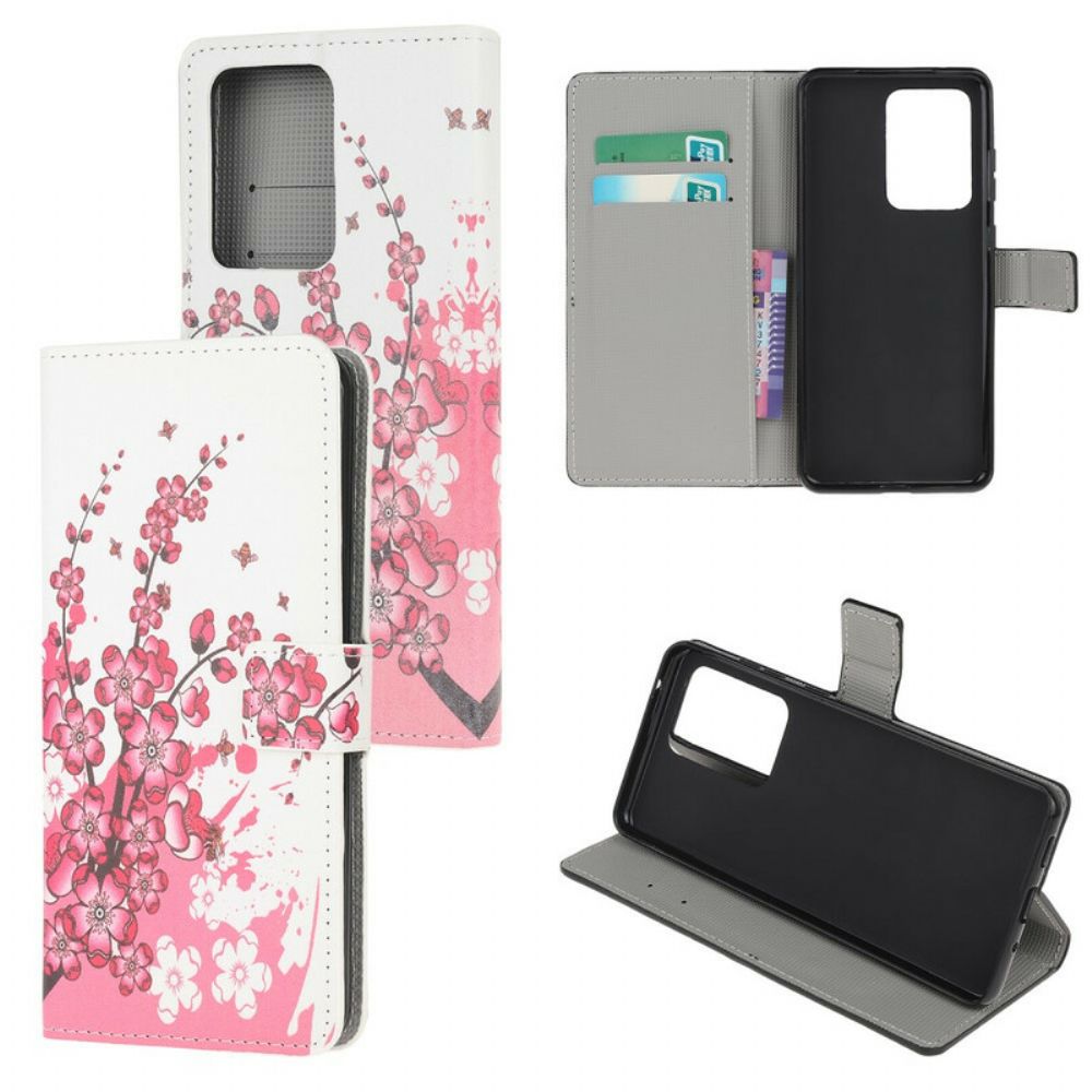 Flip Case Für Samsung Galaxy S20 Ultra Tropische Blumen