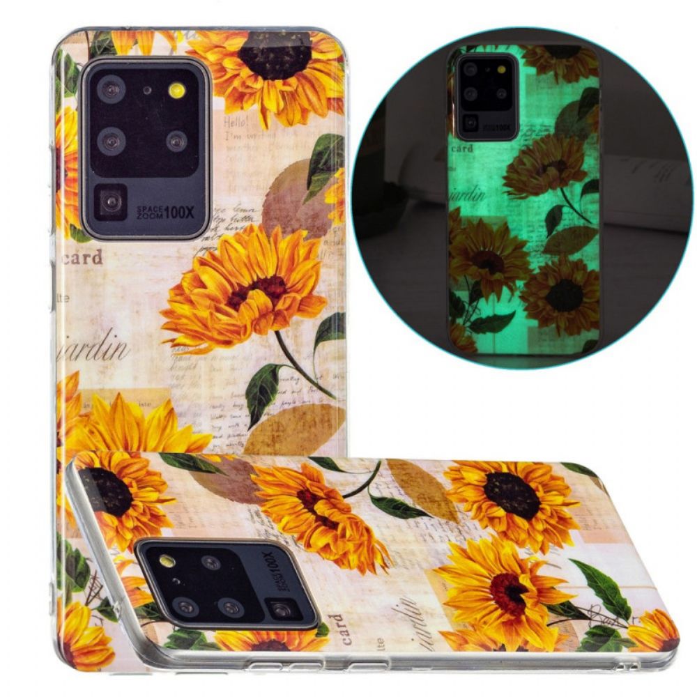 Hülle Für Samsung Galaxy S20 Ultra Fluoreszierende Sonnenblumen