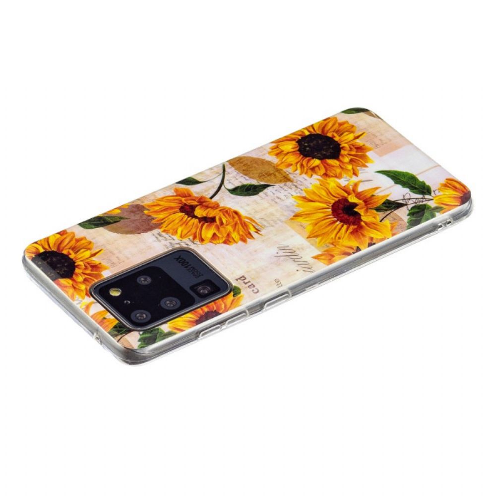 Hülle Für Samsung Galaxy S20 Ultra Fluoreszierende Sonnenblumen