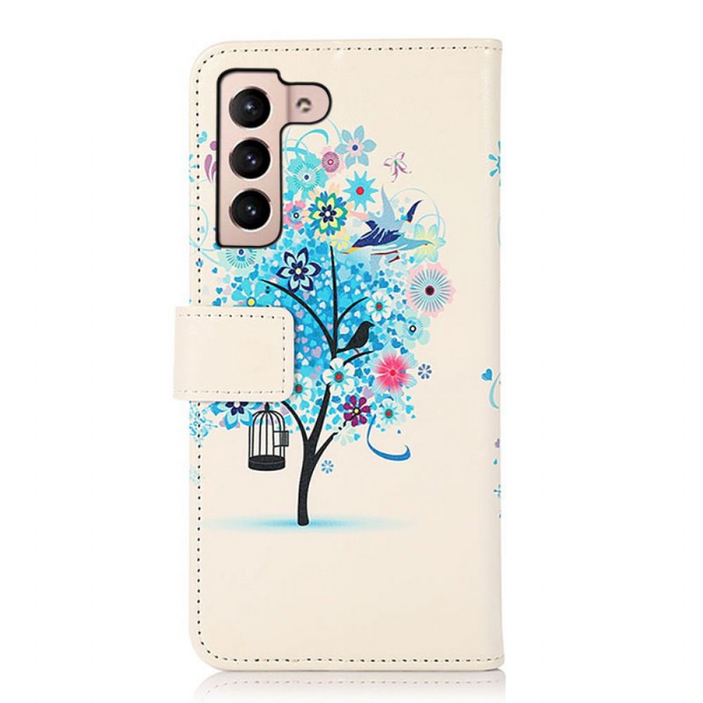 Flip Case Für Samsung Galaxy S22 5G Blühender Baum