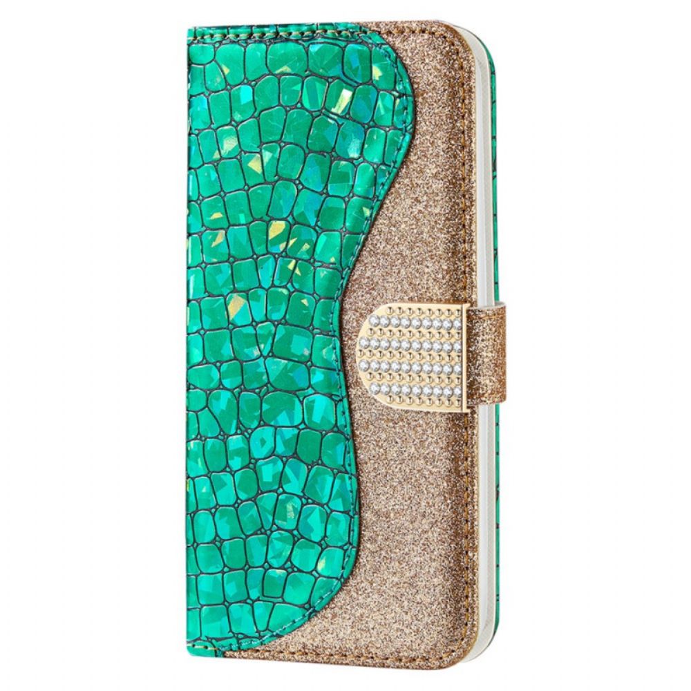 Flip Case Für Samsung Galaxy S22 5G Croc-diamanten