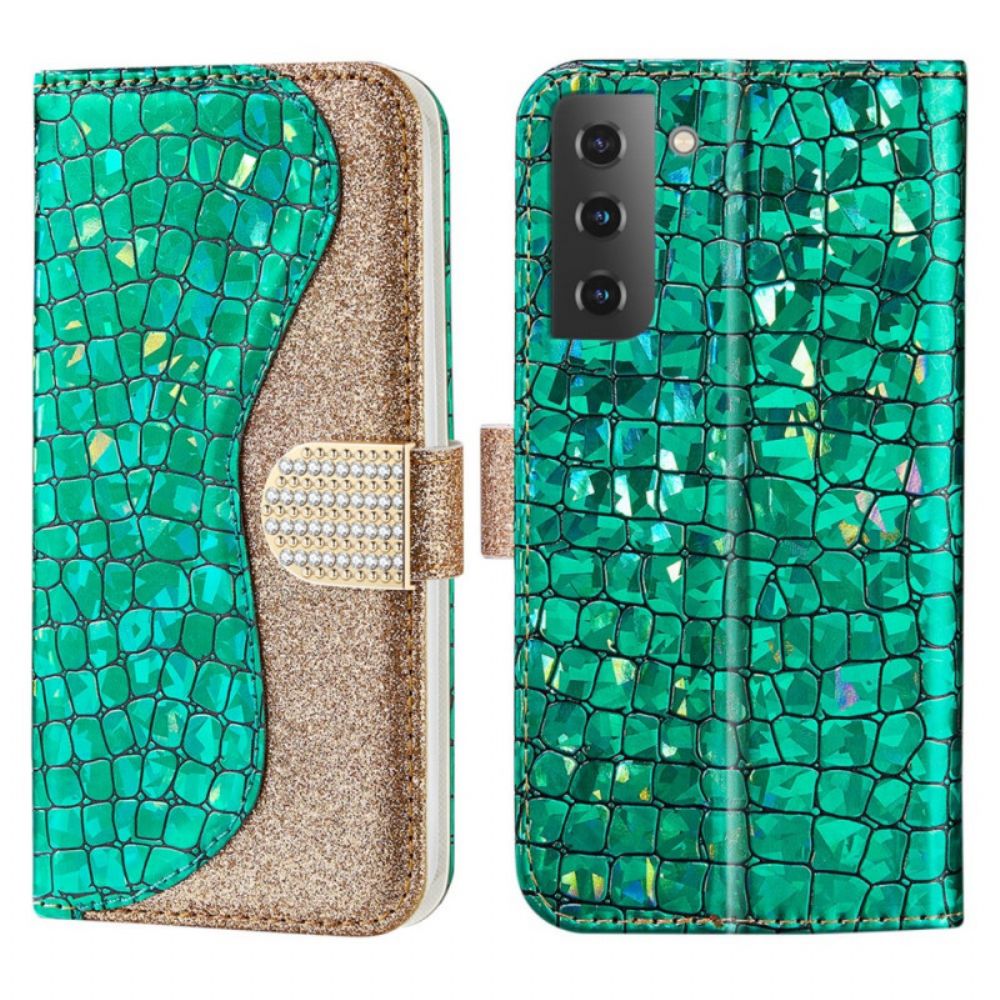 Flip Case Für Samsung Galaxy S22 5G Croc-diamanten