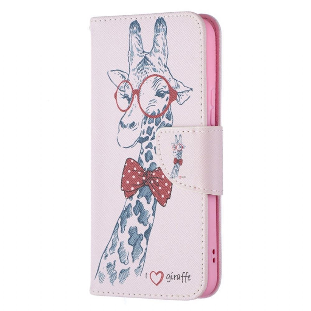 Flip Case Für Samsung Galaxy S22 5G Nerdige Giraffe