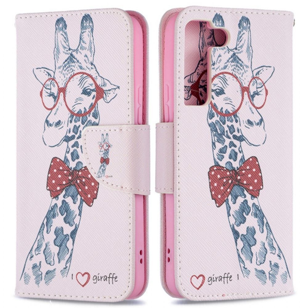 Flip Case Für Samsung Galaxy S22 5G Nerdige Giraffe