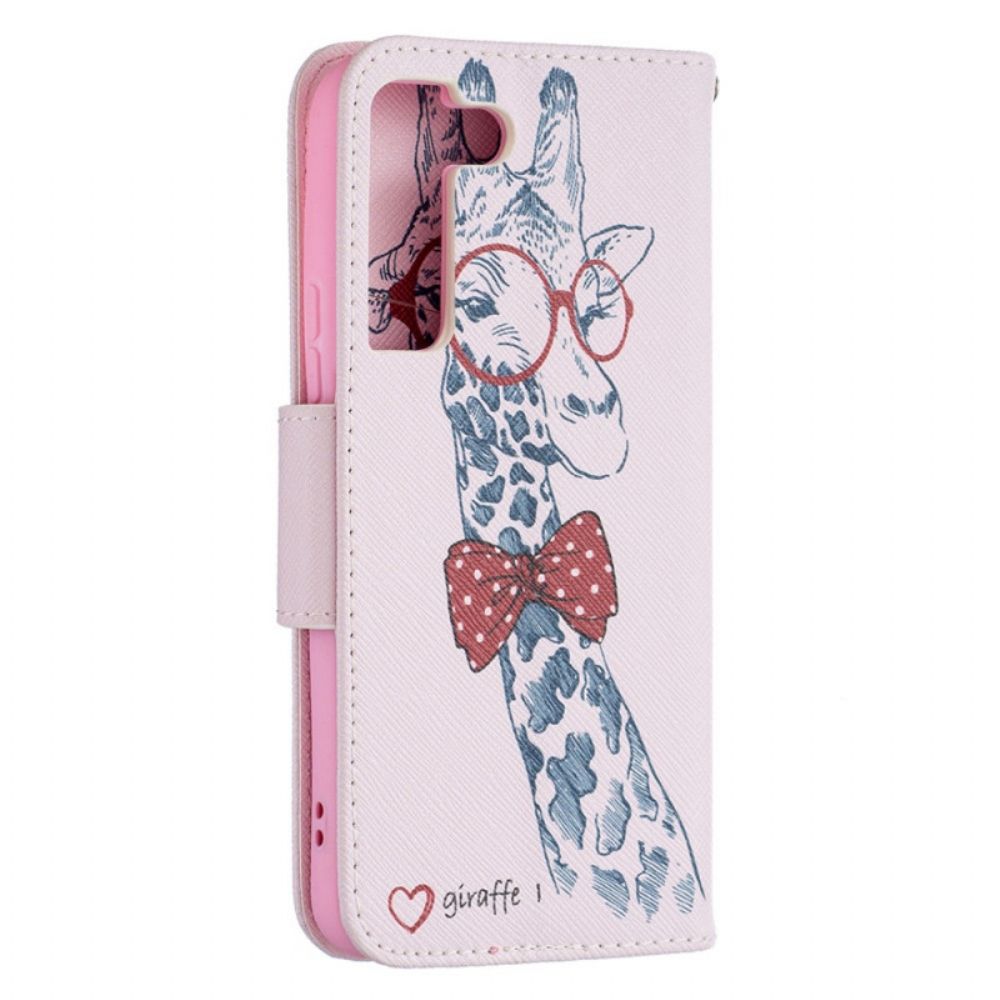 Flip Case Für Samsung Galaxy S22 5G Nerdige Giraffe