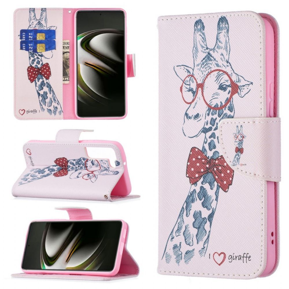 Flip Case Für Samsung Galaxy S22 5G Nerdige Giraffe