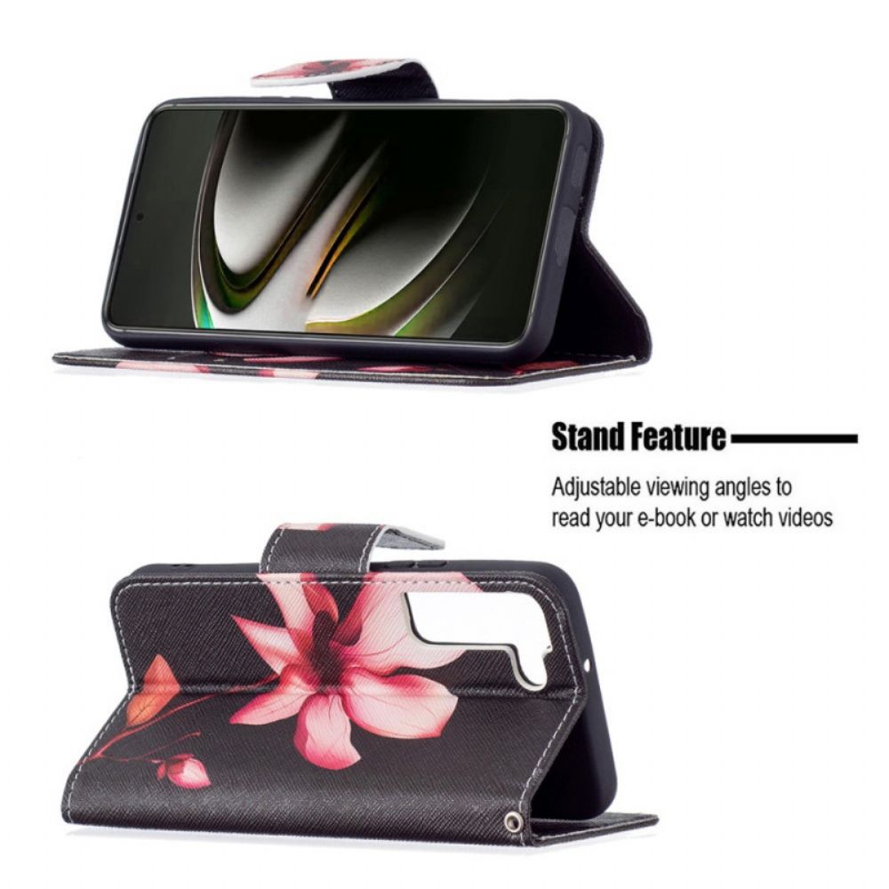 Flip Case Für Samsung Galaxy S22 5G Rosa Blume