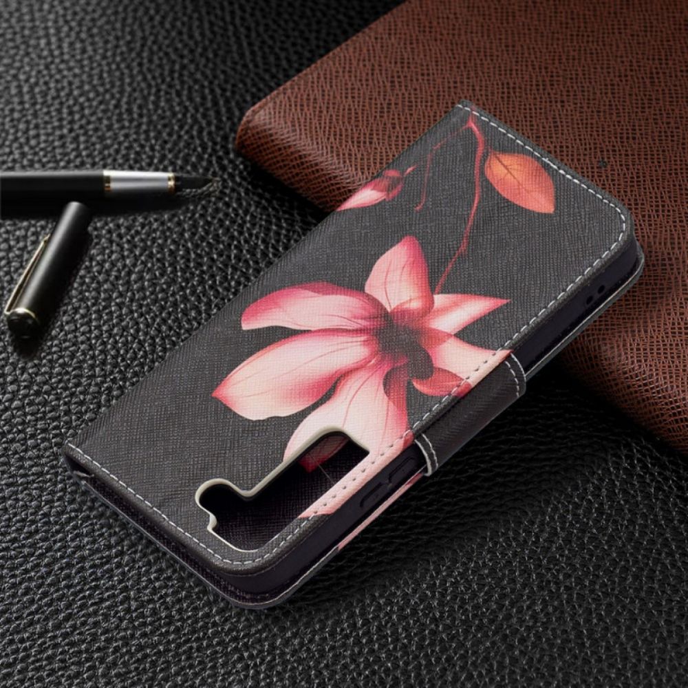 Flip Case Für Samsung Galaxy S22 5G Rosa Blume