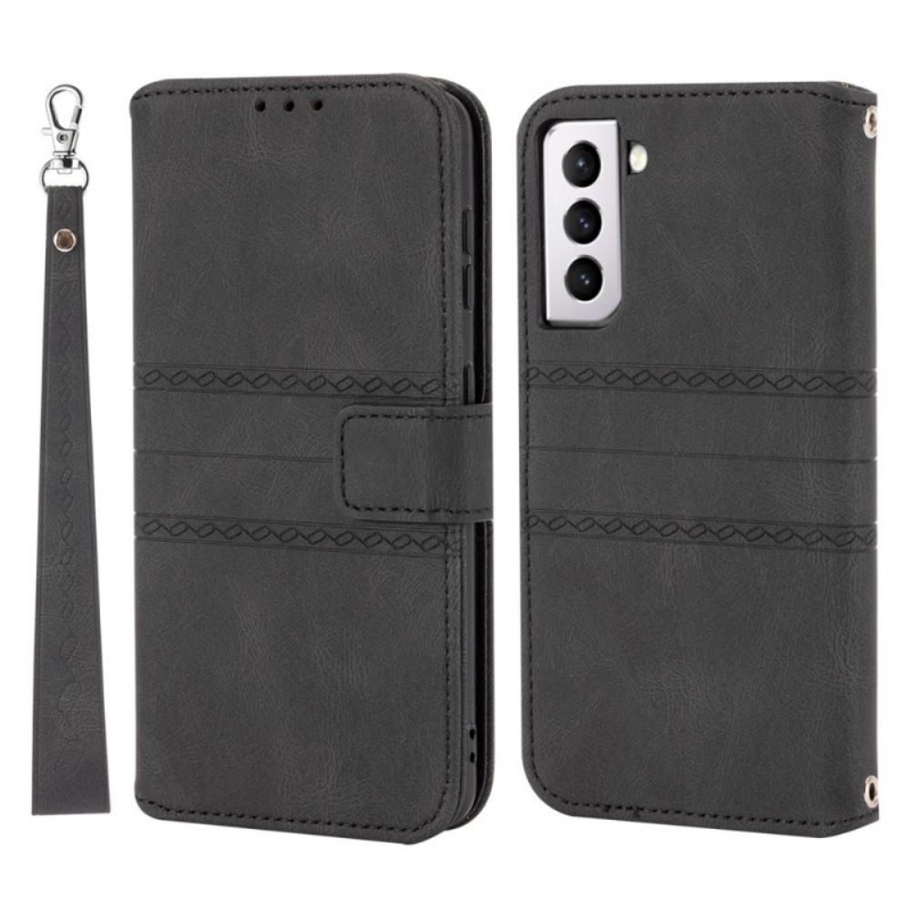 Flip Case Für Samsung Galaxy S22 5G Spitzennähte