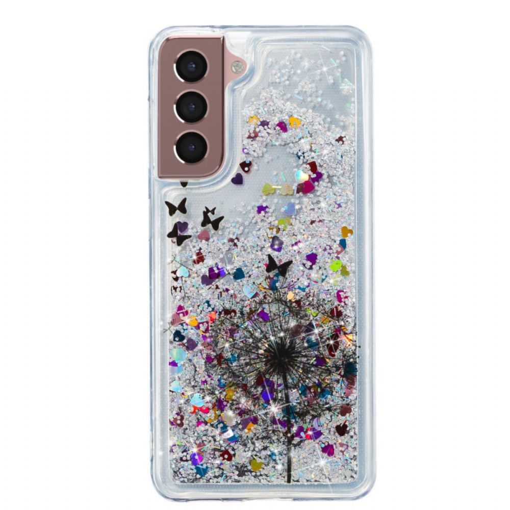 Handyhülle Für Samsung Galaxy S22 5G Glitzerlöwenzahn