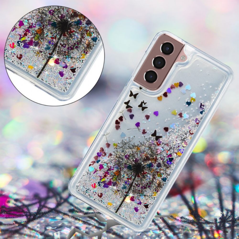 Handyhülle Für Samsung Galaxy S22 5G Glitzerlöwenzahn