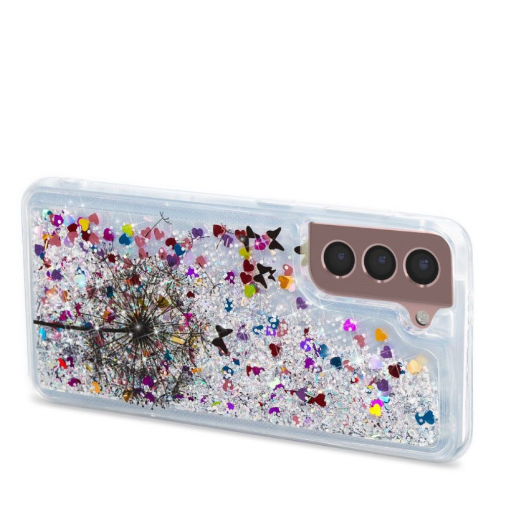 Handyhülle Für Samsung Galaxy S22 5G Glitzerlöwenzahn