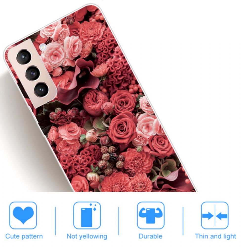 Handyhülle Für Samsung Galaxy S22 5G Rosa Blumen