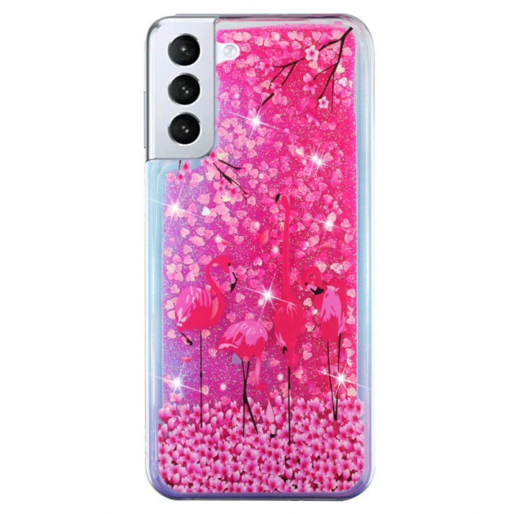 Hülle Für Samsung Galaxy S22 5G Flamingo-pailletten