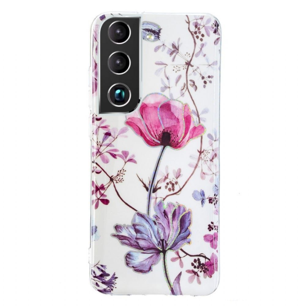 Hülle Für Samsung Galaxy S22 5G Marmorierte Blumen