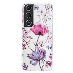 Hülle Für Samsung Galaxy S22 5G Marmorierte Blumen