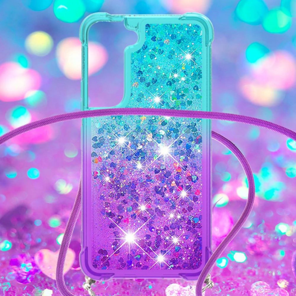 Hülle Für Samsung Galaxy S22 5G Silikon Glitter Und Kordel