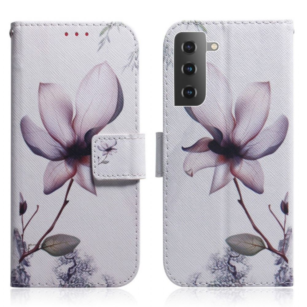 Lederhüllen Für Samsung Galaxy S22 5G Alte Rosenblüte