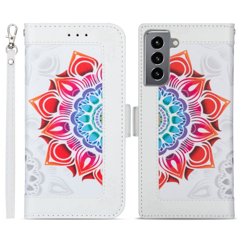 Lederhüllen Für Samsung Galaxy S22 5G Mit Kordel Mandala-dekoration Mit Band