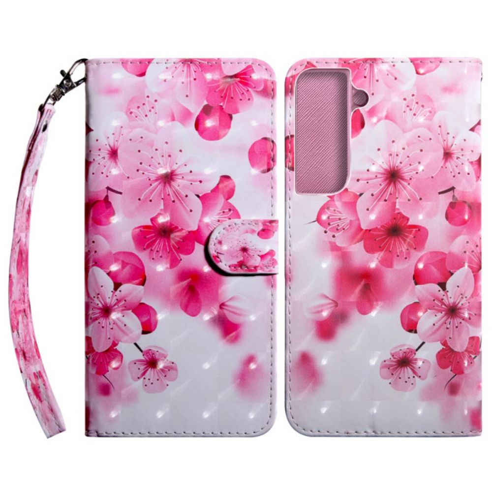 Lederhüllen Für Samsung Galaxy S22 5G Rosa Blumen