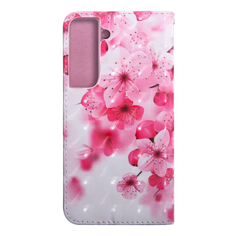 Lederhüllen Für Samsung Galaxy S22 5G Rosa Blumen